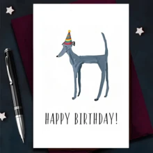 1张圣诞快乐灰色狗狗生日贺卡，带圣诞帽，卡通设计，适用于各种场合（圣诞节、生日、友谊日、祝贺、节日），万圣节主题，适合所有人，英文生日礼物 - 彩色 - 查看 13