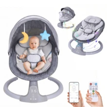 Versatile Baby Swing With Adjustabley Strap And Plush Cushion - Removable Mosquito Net, Multiple Movement Modes, Portable, With Wheels And Storage Basket - Gray/Pink, For Infants And Toddlers, Baby Bouncer Seat, Baby Comfort Seat, Comfortable Baby Item, Soft - 灰色 - 查看 2