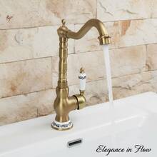 单孔浴室洗脸盆龙头 - 360度旋转混合龙头，陶瓷底座设计，适用于盥洗台/洗脸盆/浴室洗脸盆，冷热水浴室洗脸盆龙头，可旋转浴室洗脸盆水龙头，G1/2接口，带2根60厘米软管，G3/8转接头 - 仿古 - 查看 8