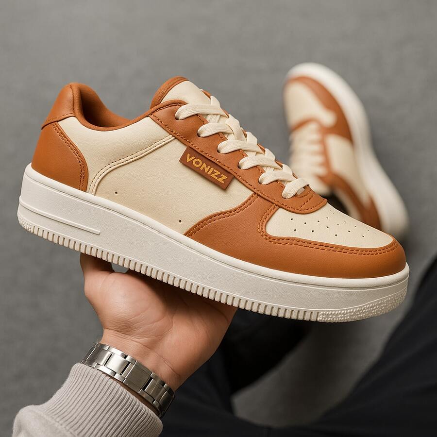 Women's Casual Sneakers - Versatile - Guaranteed Comfort For All Occasions - Sizes 34 To 43 - Casual, Elegant, Lace-Up, Outdoor, Party - 米色/焦糖色 - 查看 1