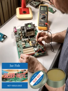 [200克] 焊膏，免清洗焊油，易于涂抹焊锡，焊点牢固，专业机械焊接和维修，适用于焊接电线、PCB、不锈钢和18650电池（3.5盎司罐装）。 - 彩色 - 查看 2