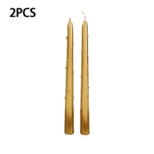 2pcs 25cm (9.84 Inches) European Pearl Tapered Candles (0.86 Inch Diameter), With Crystal Candle Holders, White/Gold Color - Smokeless, Elegant Home Decor, Suitable For Parties, Dining, Holidays, Gifts, Meditation And Ambiance Lighting. - Multicolor - View 9