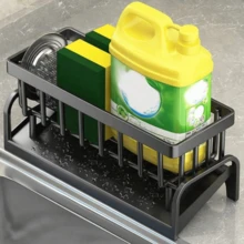 Space-Saving Kitchen Sink Organizer With Towel Bar - Includes Dishcloth & Sponge Holder, Drain Tray For Soap Dispenser & Brush - Perfect For Countertop Organization - one-size - View 8