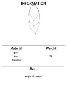 Trang trí Rhinestone Vòng cổ nhiều lớp Y Lariat - màu đen - Xem 8