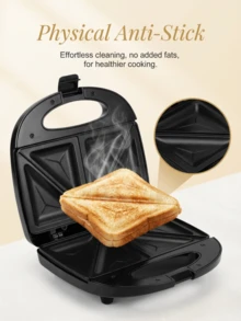 SOKANY 115 Sandwich Maker, Household Breakfast Machine, Bread Toaster Grill 3-In-1, Non-Stick Coating Plates, Heat-Resistant Wooden Body, Constant Temperature Control, Indicator Light, Overheat Protection, 750W Power, Fast Heat Conduction, Quick Sandwich Making, PFAS-Free Non-Stick Coating, Easy To Clean, Compact Design, Easy To Store - View 7