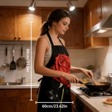 1pc New Floral Or Heart Printed Apron, Ideal Gift For Manicurist, Cooking And Baking, Suitable For Valentine's Day, Proposal, Engagement, Anniversary (Couples, Date, Romance, Wedding) - Multicolor - View 2