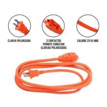 5-20m Orange Multi-Socket Extension Cable, Heavy-Duty - CHS20-20M - View 4