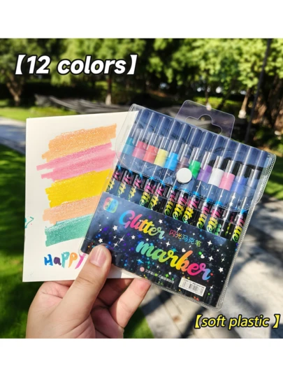 12/24/36/48 färger Direkt flytande akrylfärgpenna, professionella mjuka penselpennor och akrylgraffitipennor - Perfekt för trä, sten, duk, glas, tyg, ägg, stenmålning och gör-det-själv-pyssel | Tillbaka till skolan-material