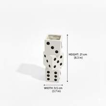 hanyial Black & White Dice Vase, Maximalist Decorative Ceramic Vase, Vintage Home Decor, Suitable For Desk, Bookshelf, Dining Table, Bar Cart And Vanity, Unique, Cool Room Decoration, Rama Gifts Stationery Glass Vase For Birthday, Graduation, Back To School - Color Mixing - View 7