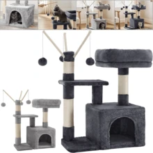 Lislark Cat Tree Scratching Post Climbing Activity Centre Sisal Bed Toys Scratcher Tower - Dark Grey - View 1