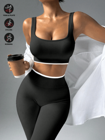 Women's Seamless 2 Pieces Activewear Set - Tank Top And Leggings, Breathable, Soft, Comfortable, Suitable For Daily Wear, Outdoor Activities And Sportswear