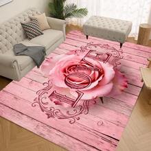 1/2/3pcs Valentine's Day Kitchen Rugs, Heart & Rose Pattern, Pink Wooden Grain Background, Polyester Material, Suitable For Kitchen, Bathroom, Entryway Decor, Kitchen Rug, Kitchen Mat, Doormat, Home Decor - Multicolor - View 14