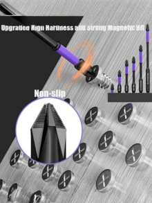 6 piezas/Juego de brocas de destornillador magnético de acero de aleación a prueba de impactos y antideslizantes con vástago hexagonal, adecuado para herramientas eléctricas - Multicolor - Ver 3