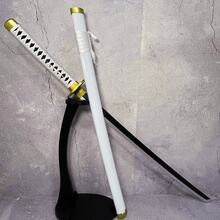 40inch 104cm Wooden Katana Figure Model White  Unsharpened Sabre Medieval Blade Bamboo  Knife Original Samurai Sabre Damascus Sword Real Size Japanese Katana Anime Cosplay Accessories Costume Prop Figurine Model Toy Gift - 白色 - 查看 1