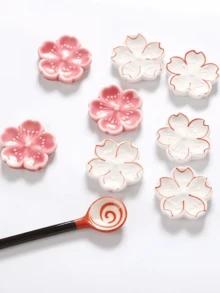 1个陶瓷手绘蝴蝶筷架，樱花花瓣餐具架，桌面装饰品 - 彩色 - 查看 11