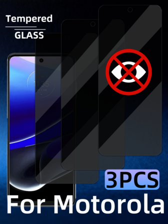 3pcs Privacy Tempered Glass Screen Protector, Compatible With Motorola, Smooth Surface, High Hardness, No Bubbles, Privacy Protection, Anti-Fingerprint, Anti-Scratch, Anti-Oil, Water-Resistant, Phone Case Friendly