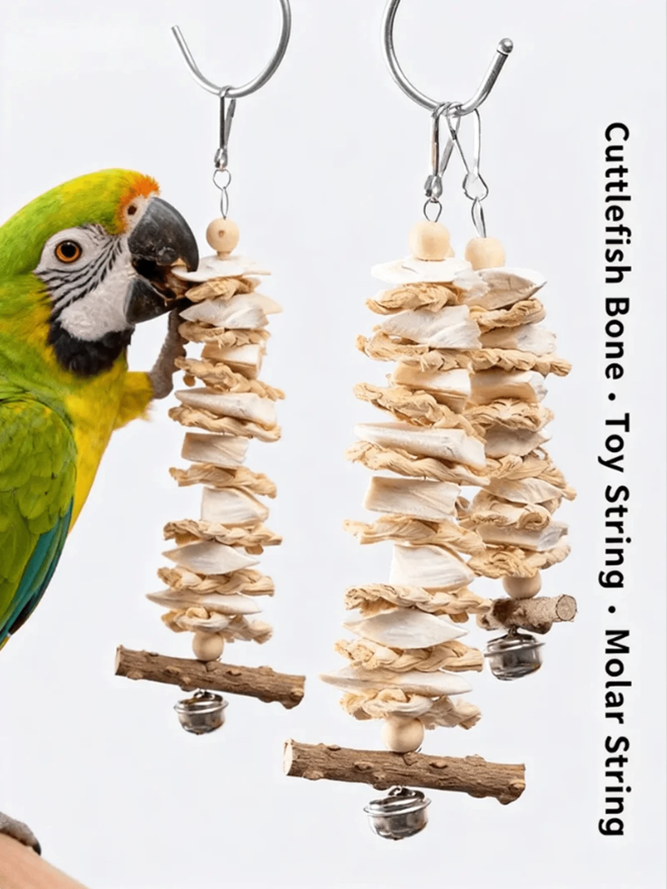 Parrot Toys Cuttlebone For Chewing, Complete Bird Cage Accessories, Suitable For Cockatiel, Lovebird, Macaw, Parrot Beak Grinding, Calcium Supplement - Multicolor - View 1