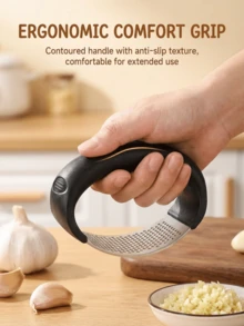 SOKANY Durable Stainless Steel Garlic Crusher, Manual Vegetable Chopper And Fruit Grinder, Easy-To-Use Kitchen Tools, Suitable For Restaurant And Home Cooking, No Electricity Required, Garlic Grinder - Black - View 7