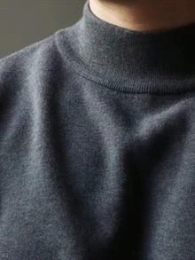 FRACTYR Men's Basic Solid Color Turtleneck Sweater, Warm Layering Knit Pullover For Autumn/Winter - Dark Grey - View 3