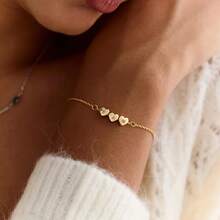 1 Peça Pulseira Personalizada com Coração, Pulseira Personalizada Minimalista, Pulseira com Nome Banhada a Ouro 18K, Joias Personalizadas, Presente para Dama de Honra, Presente para Ela, Pingente Cortado a Laser/Estilo Minimalista/Acessório de Verão Unissex/Festa de Aniversário/Presente do Dia dos Namorados