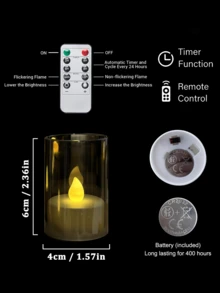 6/12/24 piezas de pequeñas velas de té LED sin llama con control remoto, adecuadas para bodas, decoración del hogar, centros de mesa, cenas, fiestas y decoración de fiestas - gris - Ver 8