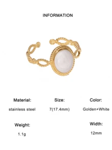 6 件套时尚精致简约优雅高端镀不锈钢心形和椭圆形几何开口戒指，可调节适合女性日常、派对、约会佩戴