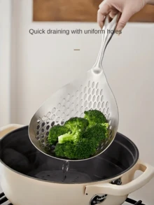 1个大号不锈钢滤网，耐用厨房滤网，适用于烹饪、家居装饰、夏季、厨房用具、厨房筛网、过滤网、粗网过滤器、沥水网、油渣分离器、厨房勺，适用于煎炸、火锅、烹饪和烘焙，易于沥水，耐热，可用洗碗机清洗，非常适合餐厅和家庭使用。 - 彩色 - 查看 10