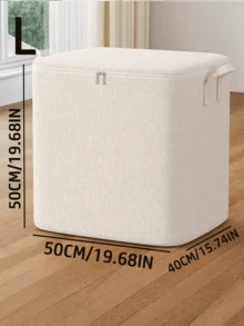 1pc Pure White Linen Storage Bag, Large Capacity Luggage/Quilt Storage Bag, Suitable For Back To School, Home Storage Of Quilts And Clothes, Multi-Functional Storage Bag - White - View 5