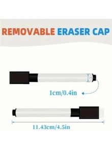 一套10/25/50支装可擦马克笔，带橡胶笔帽，水性不褪色马克笔，教学演示白板笔，简易细头绘图笔，适用于白板、教室、办公室和家庭，黑色 - 彩色 - 查看 2