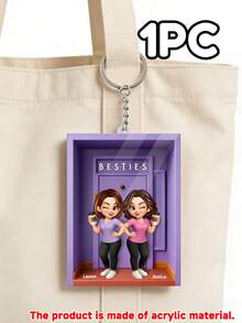 1/3/5pcs Customizable Family Style Photo Keychains, Personalized Acrylic Keychains, Purple Toy Box Style Personalized Acrylic Keychains, Personalized Souvenirs, Can Upload Name And Photo - Multicolor Cartoon Keychain 3 - View 15