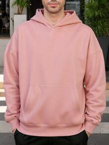 Mens Casual  Hoodies Long Sleeve Sweatshirt Pullover With Pocket Long Sleeve Shirts - Màu hạt nhục đậu khấu - Xem 1
