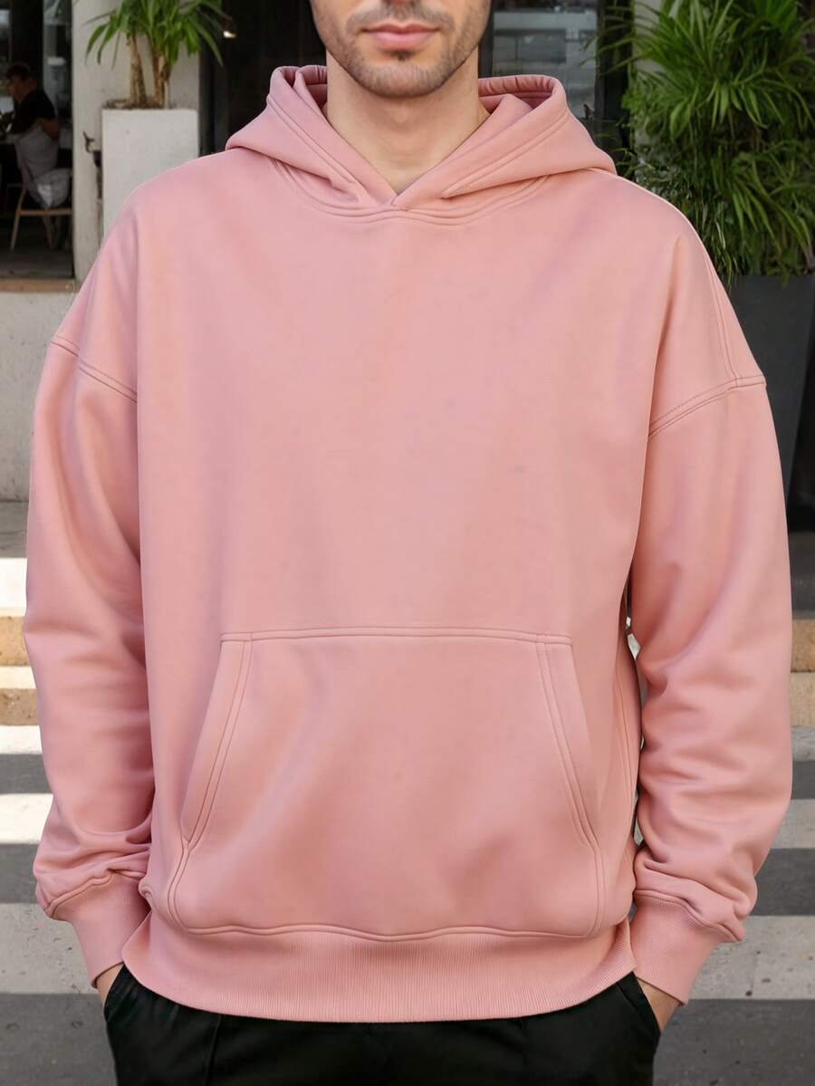 Mens Casual  Hoodies Long Sleeve Sweatshirt Pullover With Pocket Long Sleeve Shirts - Màu hạt nhục đậu khấu - Xem 1