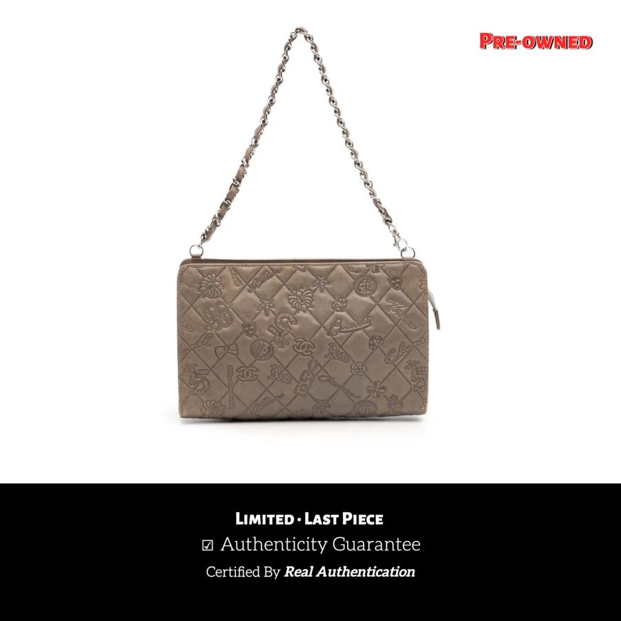 CHANEL Authenticated  PRE-OWNED Embossed Lamb-Skin Lucky Symbols Pochette Bag - 棕色 - 查看 1