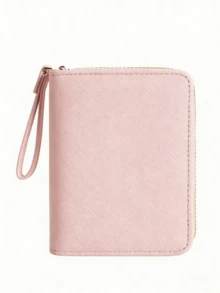 Nueva cartera de mujer de unicolor - Monedero con cremallera de gran capacidad, minimalista y de lujo, estilo aleatorio para mujeres, billetera de dinero, billetera mini, monedero, billetera pequeña, billetera linda, billetera con muñequera, billetera de viaje, esencial, portabadges, cordón, portador de tarjeta de identificación, portador de identificación - Rosa Pálido - Ver 4