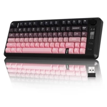 FREEWOLF M75 无线游戏键盘机械手感膜带旋钮和 OLED 显示屏蓝牙/2.4Ghz 彩虹背光渐变 PBT 键帽 2000mAH 电池防鬼影 - 彩色 - 查看 14