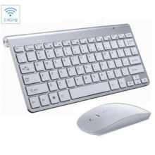 Mini Wireless Keyboard And Mouse Set Waterproof 2.4G For M// Apple PC Computer - 白色 - 查看 1