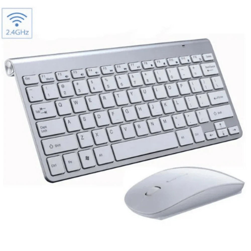 Mini Wireless Keyboard And Mouse Set Waterproof 2.4G For M// Apple PC Computer - 白色 - 查看 1