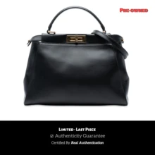 Fendi Authenticated  PRE-OWNED Medium Shiny Nappa Peekaboo Iconic Satchel Bag - 黑色 - 查看 1