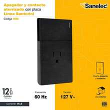 PLACA APAGADOR SENCILLO Y CONTACTO SANTORINI (SANTUL) (4665) - Negro - Ver 5