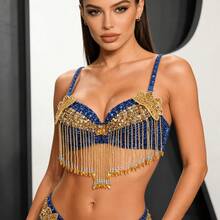 Women's Shiny Belly Dance Bra Top, Fringe Bra Top, Suitable For Halloween Theme Party Stage Performance