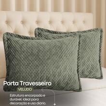 Quilted Velvet Pillowcase Set With Embossed Flaps, Super Soft Velvet, Pillowcase Cover, Comforter Set, Habitat - Green - View 2