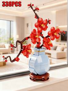 sembo 300+Pcs Building Block Potted Plants, Building Block Artificial Flowers, DIY Educational Assembly Building Block Toys For Home & Office Desk Decor, Includes Ficus And Wintersweet Floral Bouquets, Suitable For Home Decor, Office, Flower Enthusiasts Gifts, Holiday & Birthday Gifts