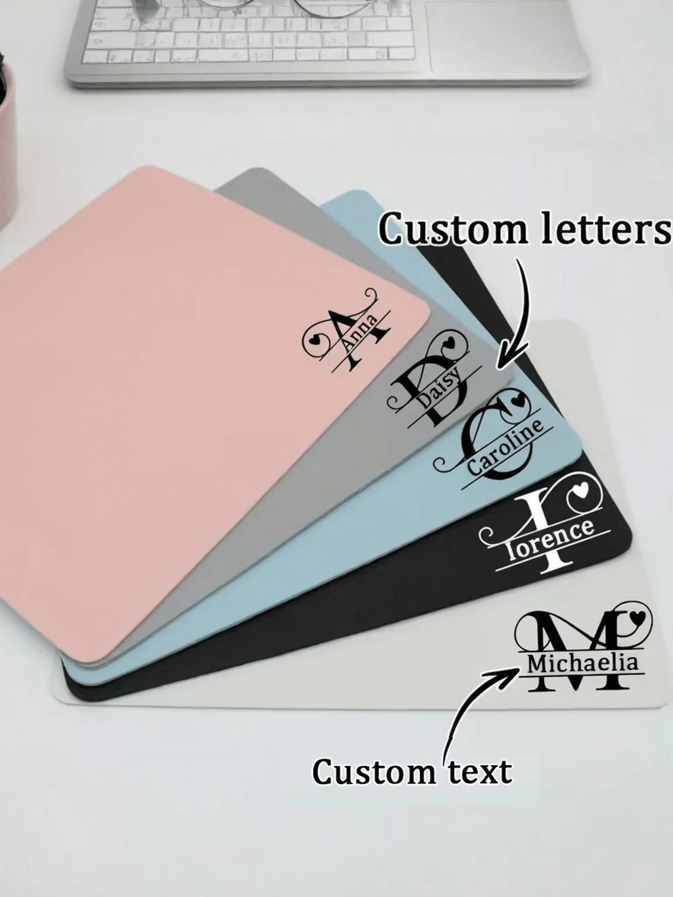 1pc Customized Name Desk Mat, Personalized Leather Mouse Pad, Suitable For Office, Desk Or Dining Table, Waterproof And Stain-Resistant, Minimalist Solid Color Computer Mat, Personalized Gaming Mouse Pad, Large Size Mouse Pad, Easy To Clean, Multiple Colors Available, Handwritten Name Desk Mat, Ideal Gift For Valentine's Day, Birthday, Graduation Ceremony And Home Decor - Multicolor - View 1