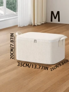 1pc Pure White Linen Storage Bag, Large Capacity Luggage/Quilt Storage Bag, Suitable For Back To School, Home Storage Of Quilts And Clothes, Multi-Functional Storage Bag - White - View 15