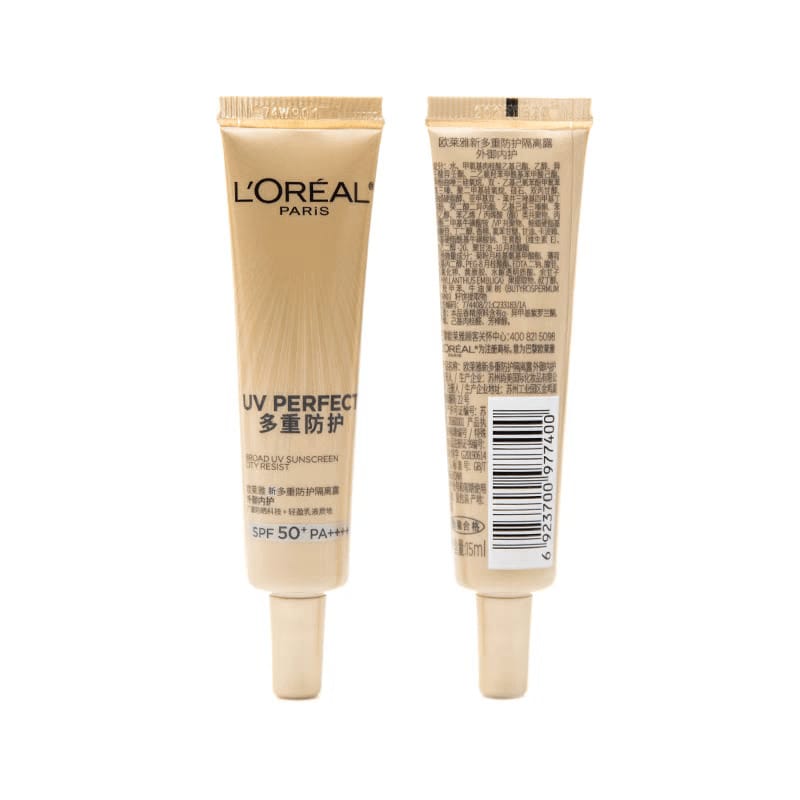 L'Oreal 15毫升/0.53盎司迷你金色管装防晒霜，SPF50+/PA++++。轻盈防晒霜。户外防晒霜。多重防护防晒霜。面部及身体防晒霜。紫外线防护。 - 黑金 - 查看 1