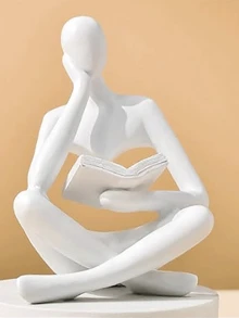 装饰书架：思想者雕塑，创意黑白抽象思想者书架，适合家居美学、书房和酒柜 - 时尚书架装饰，可用作装饰品或贴心礼物，是客厅、酒吧或咖啡馆的理想之选。 - 彩色 - 查看 14