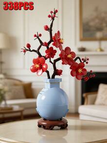 sembo 300+Pcs Building Block Potted Plants, Building Block Artificial Flowers, DIY Educational Assembly Building Block Toys For Home & Office Desk Decor, Includes Ficus And Wintersweet Floral Bouquets, Suitable For Home Decor, Office, Flower Enthusiasts Gifts, Holiday & Birthday Gifts