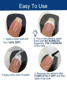 Nail Stickers, Nail Stickers, Smile Line Nail Stickers, Beginner Nail Art Tools, Nail Art Stickers, Self-Adhesive Nail Stickers, Nail Tools, White Edged Nail Stickers, Smile Stickers, Nail Art Tools, DIY Nail Decoration Tools, Moon Shape Design Nails - White - View 6