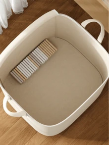 1pc Pure White Linen Storage Bag, Large Capacity Luggage/Quilt Storage Bag, Suitable For Back To School, Home Storage Of Quilts And Clothes, Multi-Functional Storage Bag - White - View 4