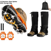 Winter Snow Shoe Covers And Anti-Slip Ice Cleats, With Storage Bag, Adjustable Size Shoe Covers And Universal Anti-Slip Spikes, Leg Gaiters With Rubber Strap, Breathable Foot Covers, Suitable For Ice Skates And Boots, A Christmas Gift For Hikers, Unisex, Suitable For Outdoor Desert, Grassland, Hunting, Mountaineering, Skiing, Climbing, Cycling, Fishing And Ice Sports.